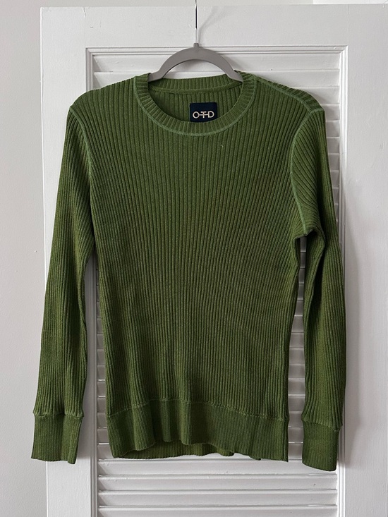 OTD Other - OTD (On This Day) Ribbed Poor Boy Knit Crewneck Sweater — Olive Green